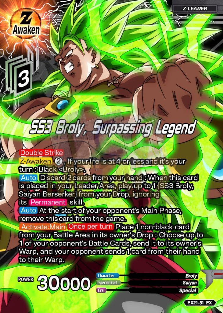 Ss3 Broly Surpassing Legend Metal Dbs Leader